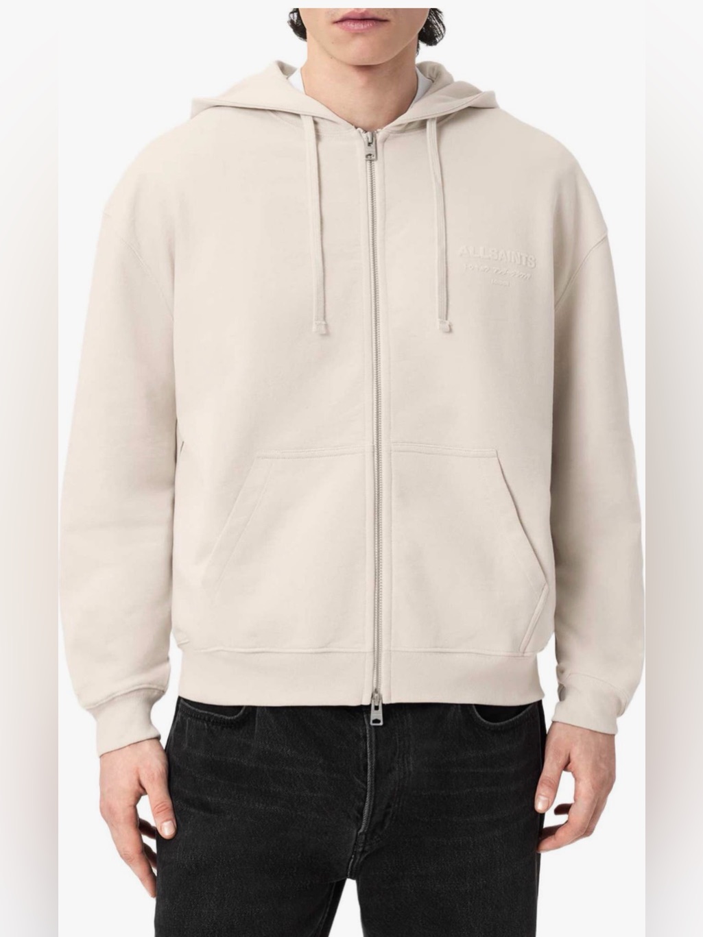 All Saints Xander Zip Through Hoodie Size Large Dusk White Nwt